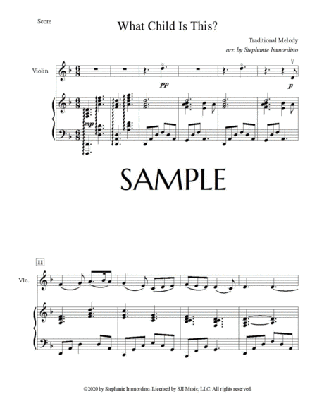 What Child is This, for Violin and Piano Violin Solo - Digital Sheet Music