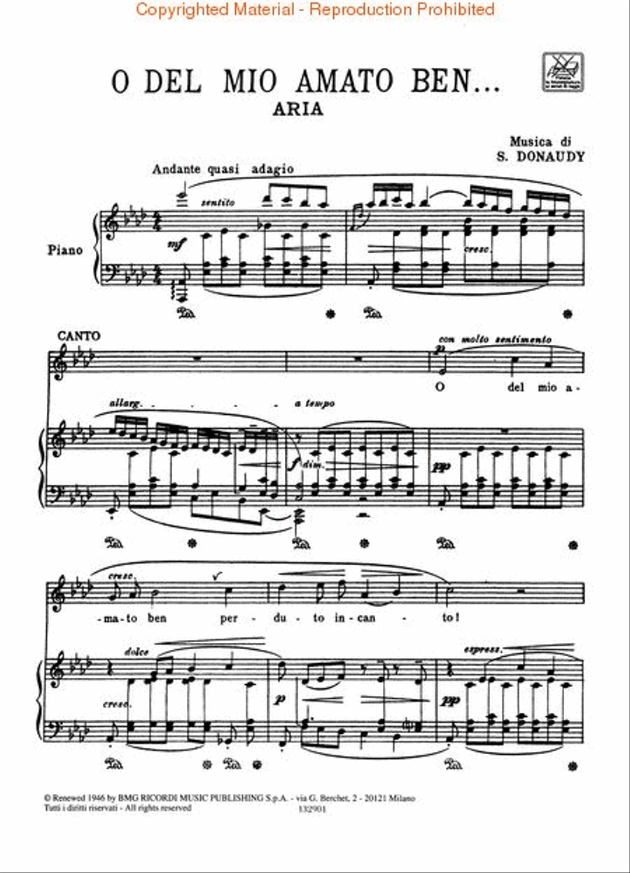 O del mio amato ben Medium-High Voice scores gallery preview page 2