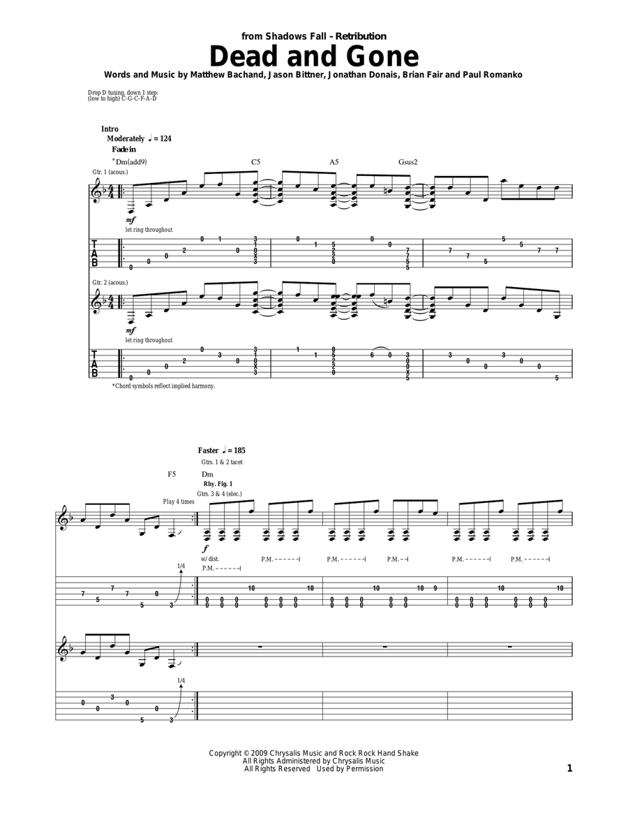 Dead And Gone Acoustic Guitar scores gallery preview page 1