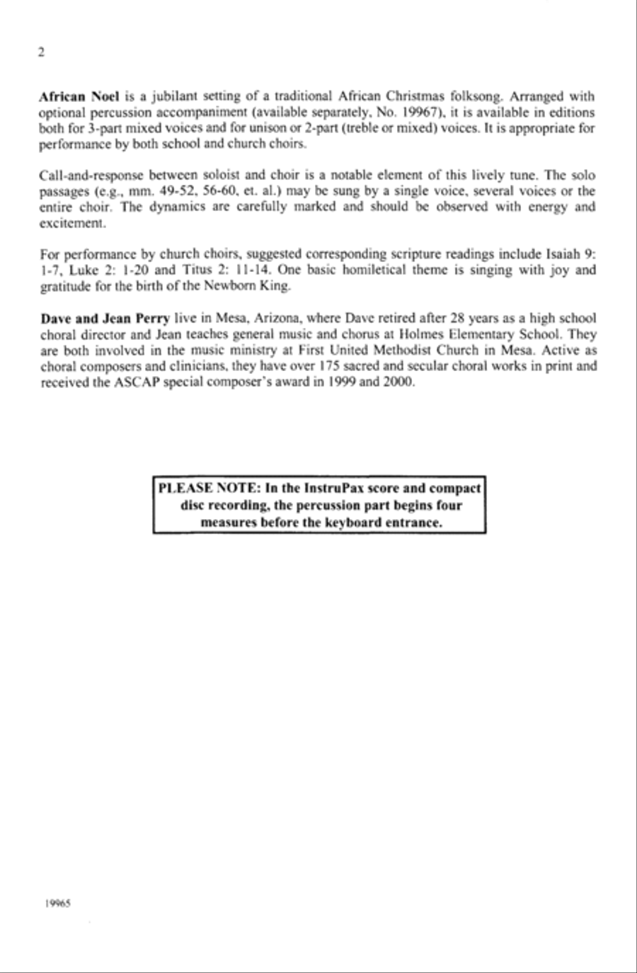 African Noel Unison Choir scores gallery preview page 1