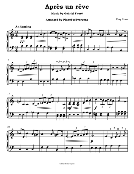 Après un rêve - Fauré (Easy Piano) image number null