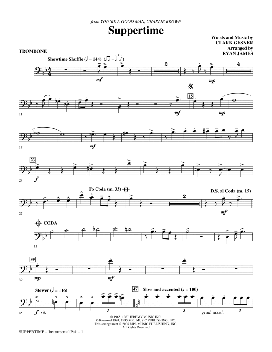 Suppertime - Trombone Suppertime - Trombone Choir scores gallery preview page 1