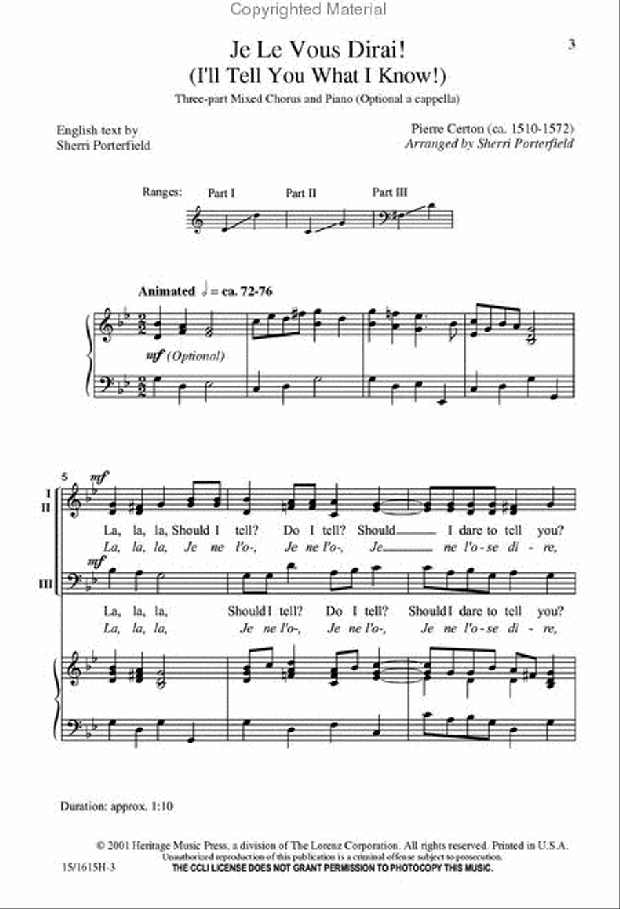 Je le Vous Dirai Je le Vous Dirai 3-Part scores gallery preview page 2