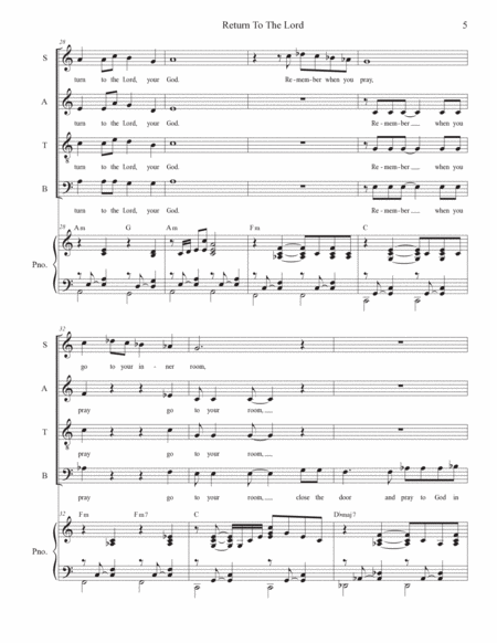 Return To The Lord (Vocal Quartet - (SATB) image number null