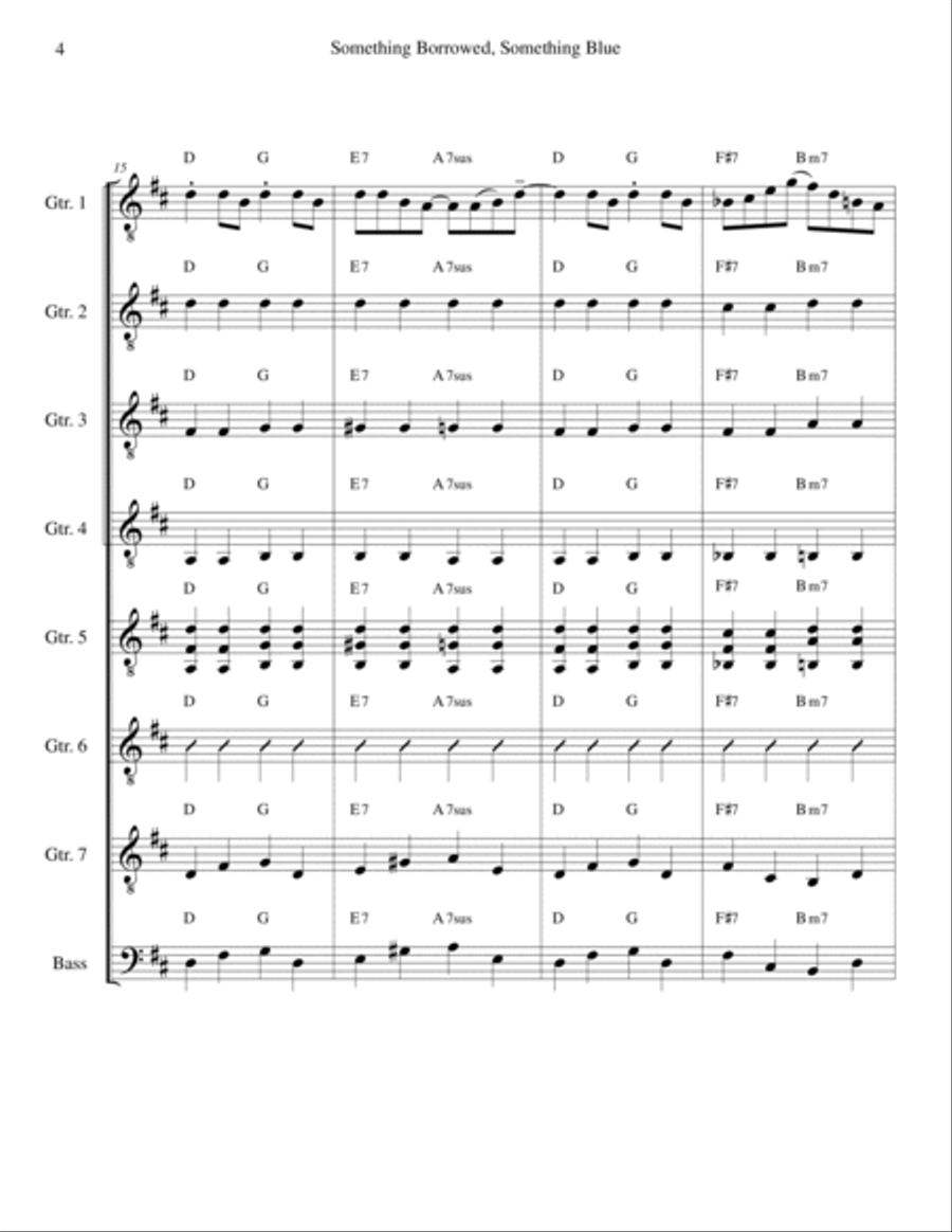 Something Borrowed, Something Blue (for Guitar Ensemble) Guitar Ensemble scores gallery preview page 4