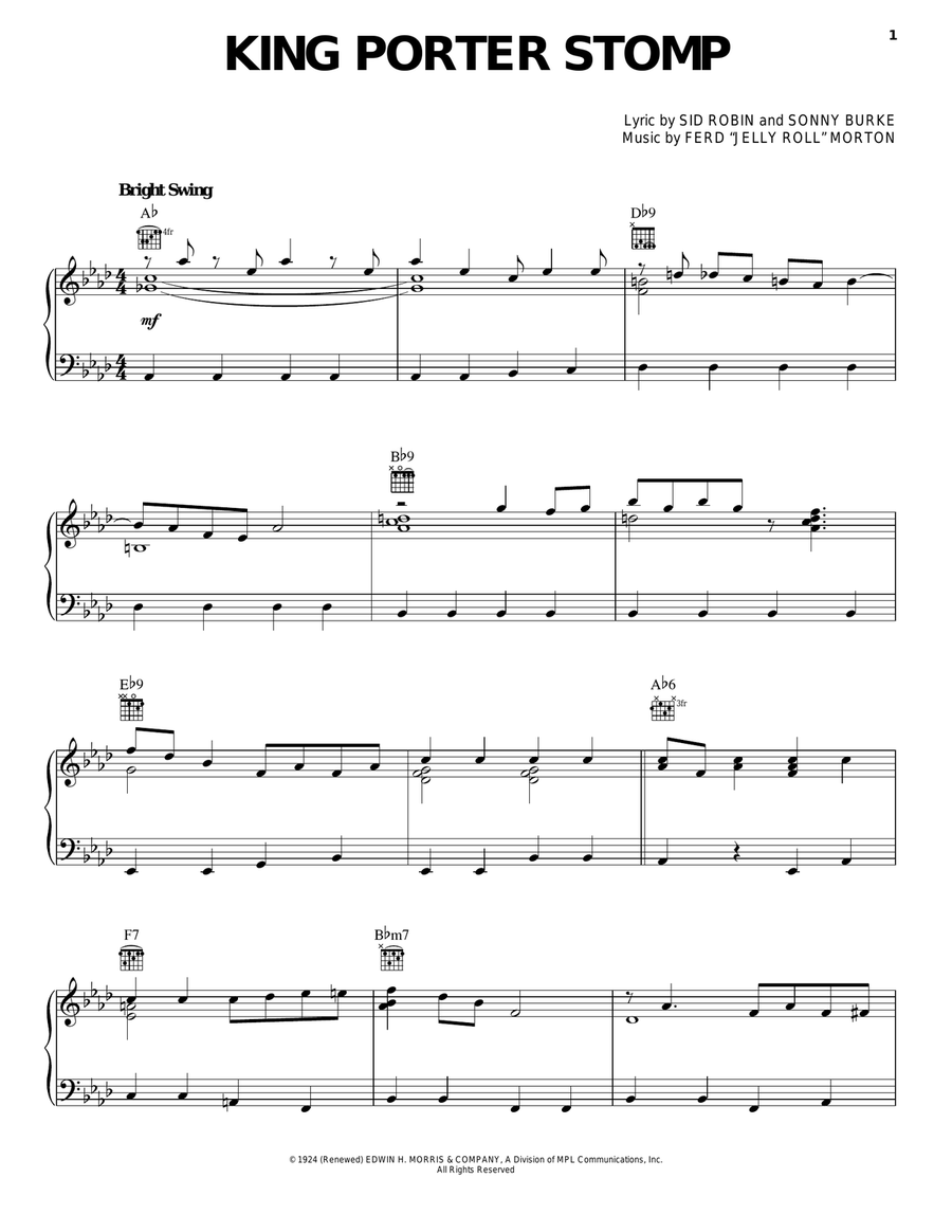 King Porter Stomp Piano Solo scores gallery preview page 1