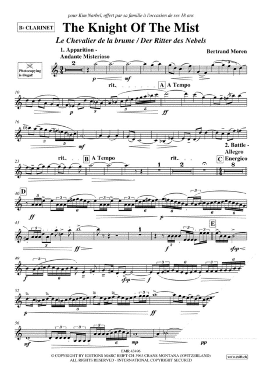 The Knight Of The Mist Clarinet Solo scores gallery preview page 3
