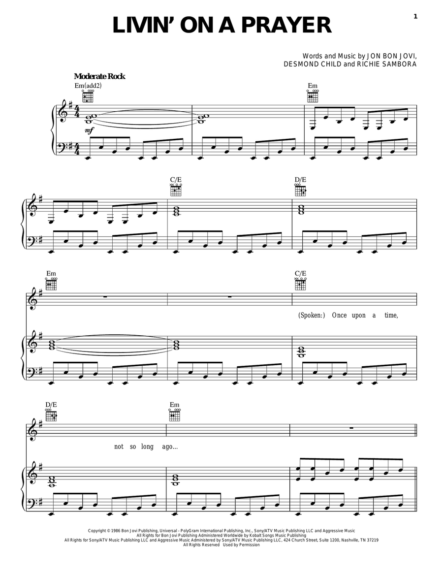 Livin' On A Prayer Acoustic Guitar scores gallery preview page 1