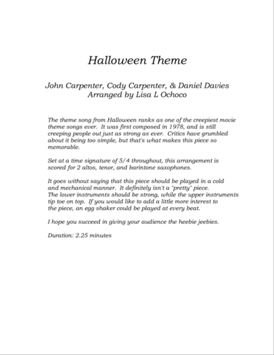 Halloween Theme Saxophone Quartet scores gallery preview page 4