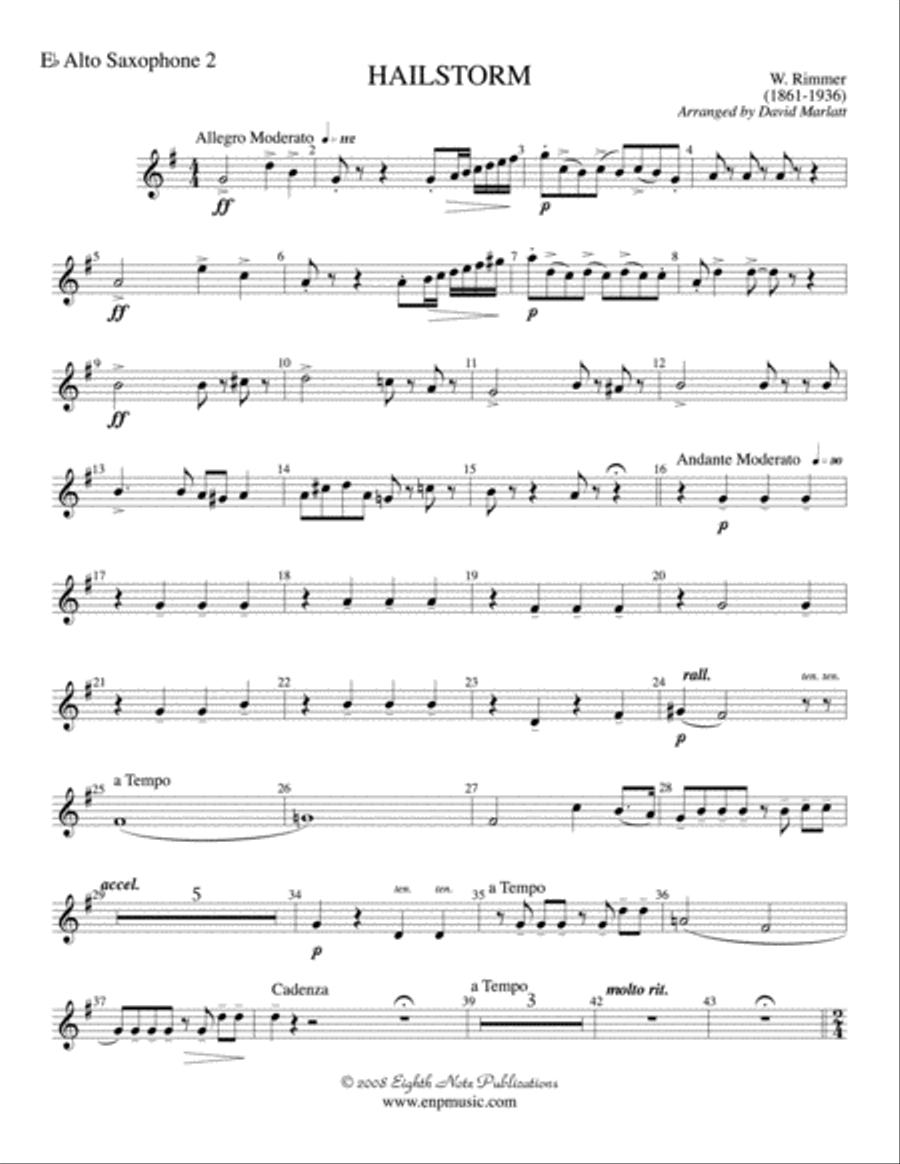 Hailstorm (Solo Cornet and Concert Band): 2nd E-flat Alto Saxophone Concert Band scores gallery preview page 1