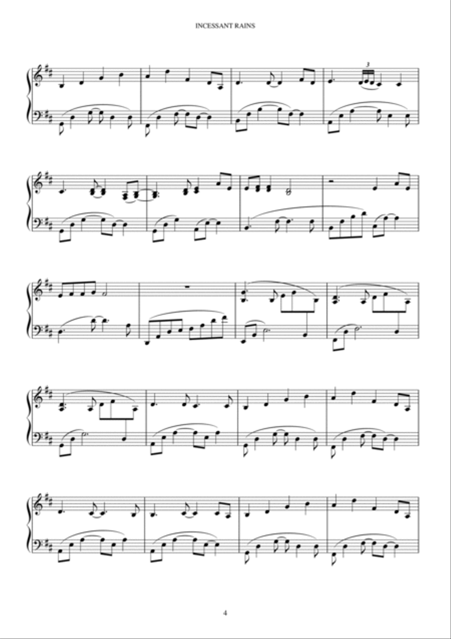 INCESSANT RAINS INCESSANT RAINS Piano Solo scores gallery preview page 5