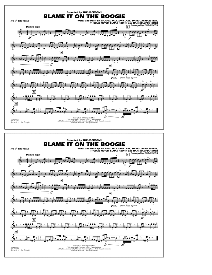 Blame It on the Boogie - 3rd Bb Trumpet