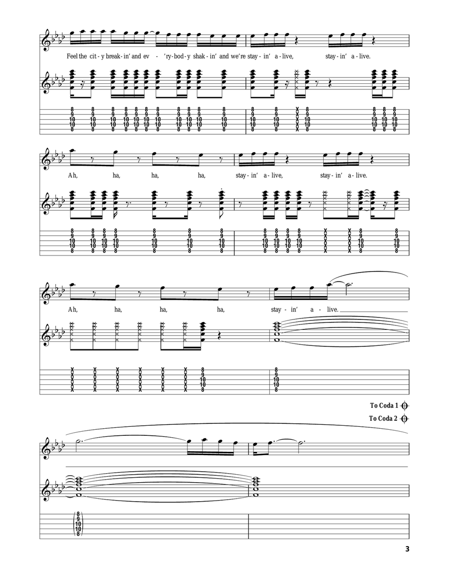 Stayin' Alive Stayin' Alive Acoustic Guitar scores gallery preview page 3