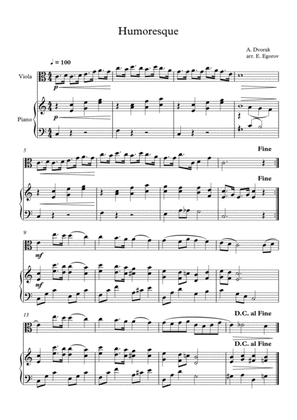 Humoresque, Antonin Dvorak, For Viola & Piano