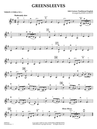 Greensleeves (arr. John Leavitt) - Violin 3 (Viola Treble Clef)