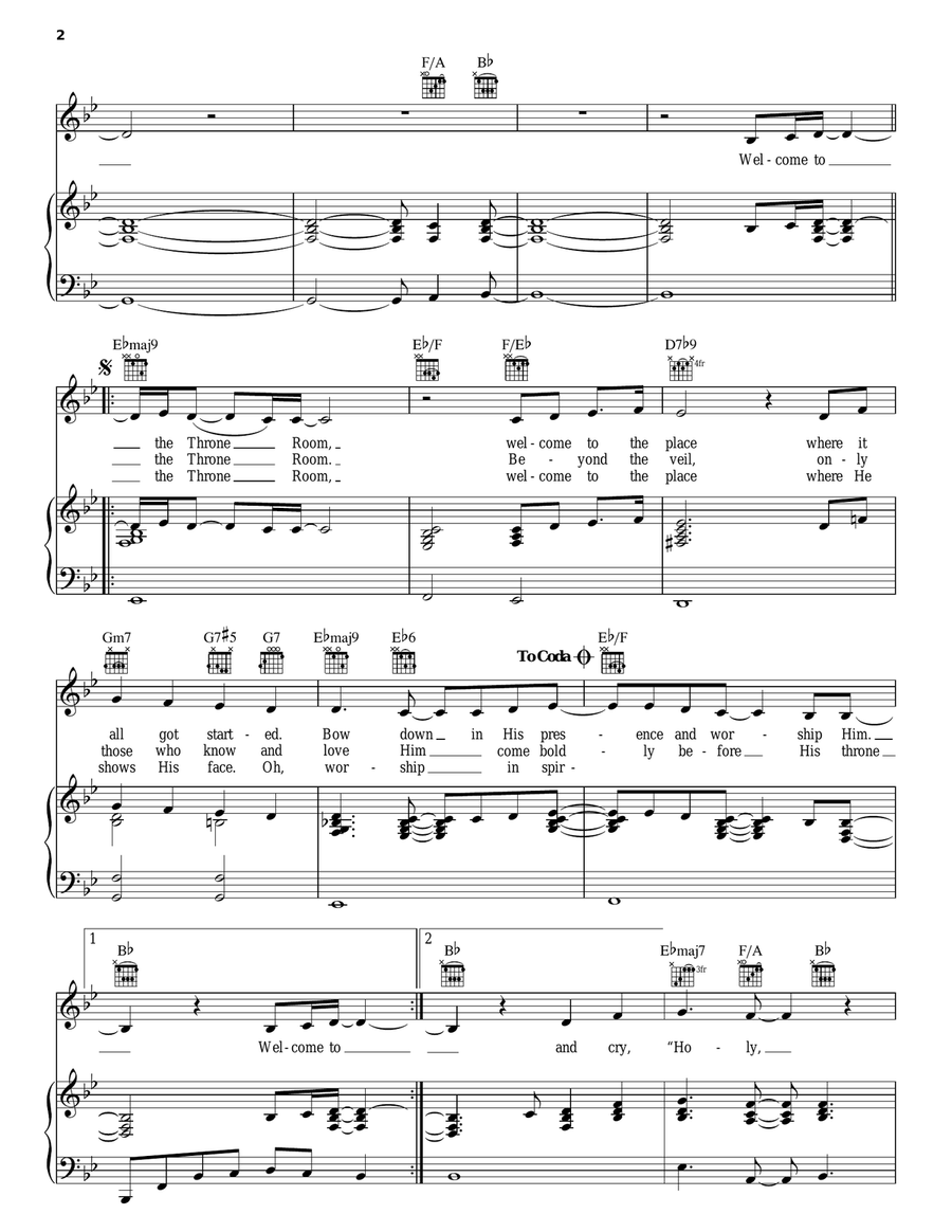 Throne Room Piano, Vocal, Guitar scores gallery preview page 2