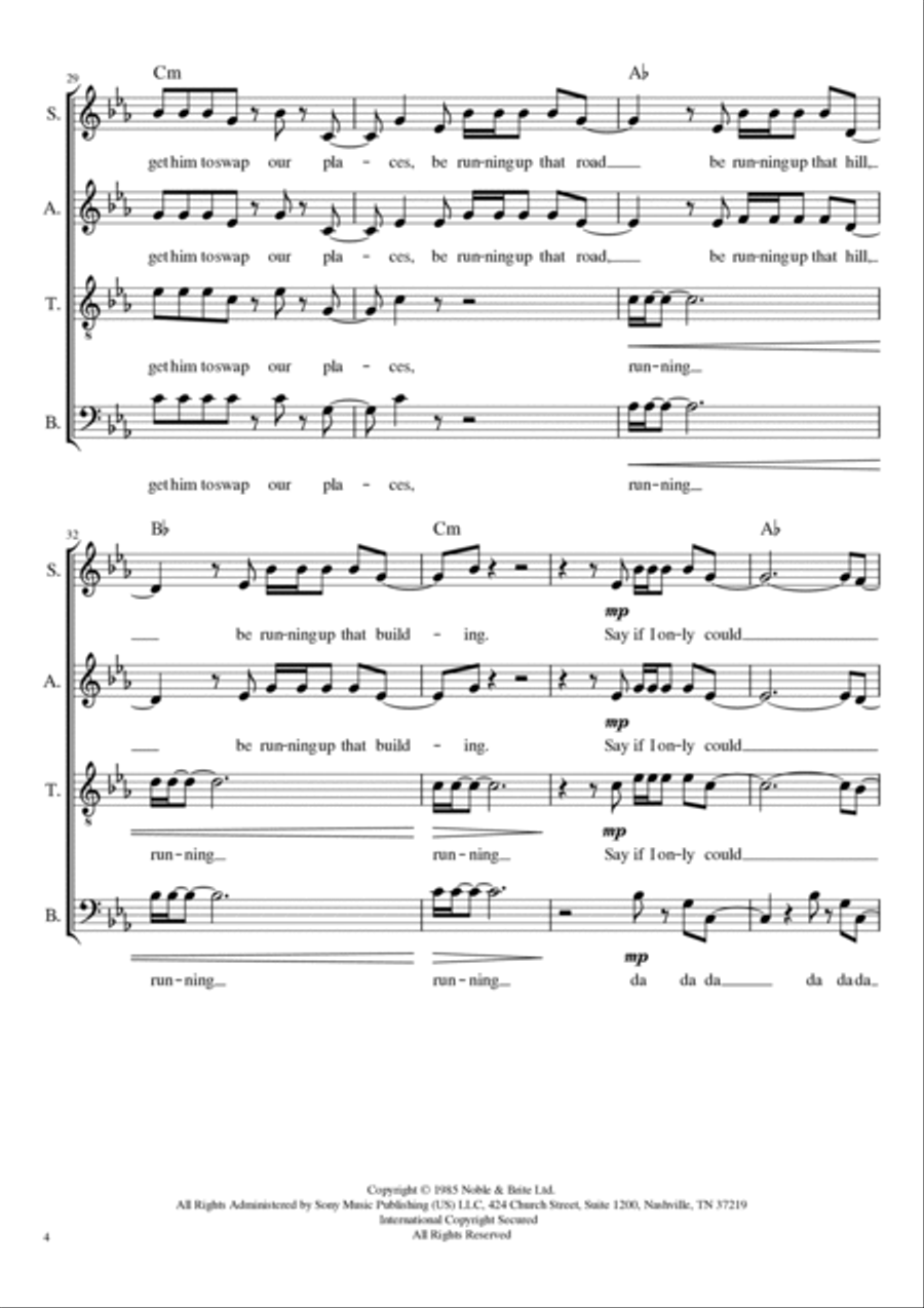 Running Up That Hill 4-Part scores gallery preview page 4
