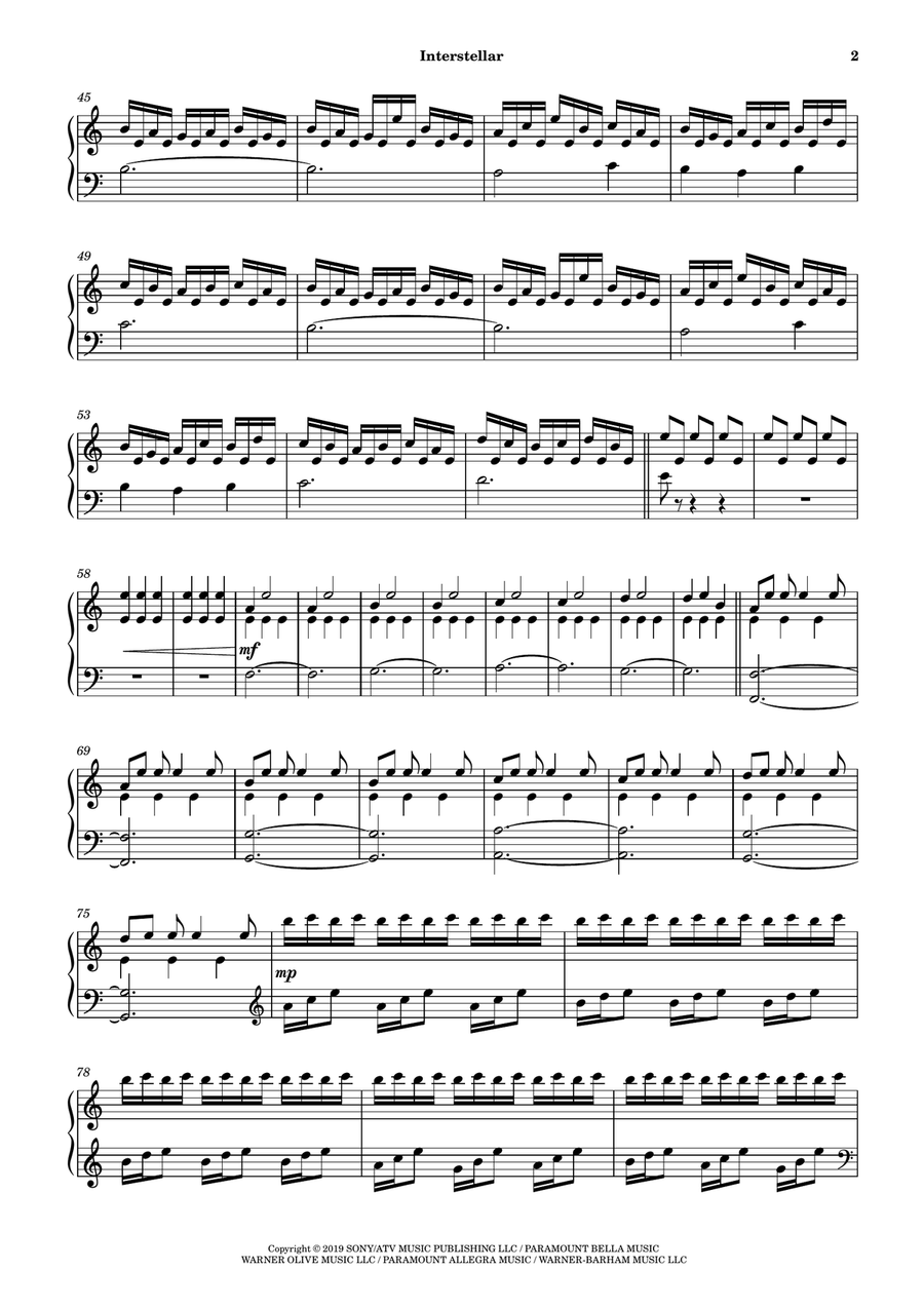 Interstellar Piano Solo scores gallery preview page 3