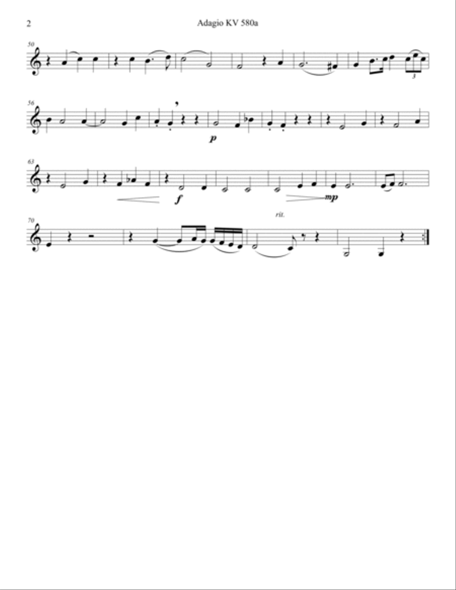 Mozart 1791 KV 580a Adagio for English Horn & Strings Small Ensemble scores gallery preview page 6