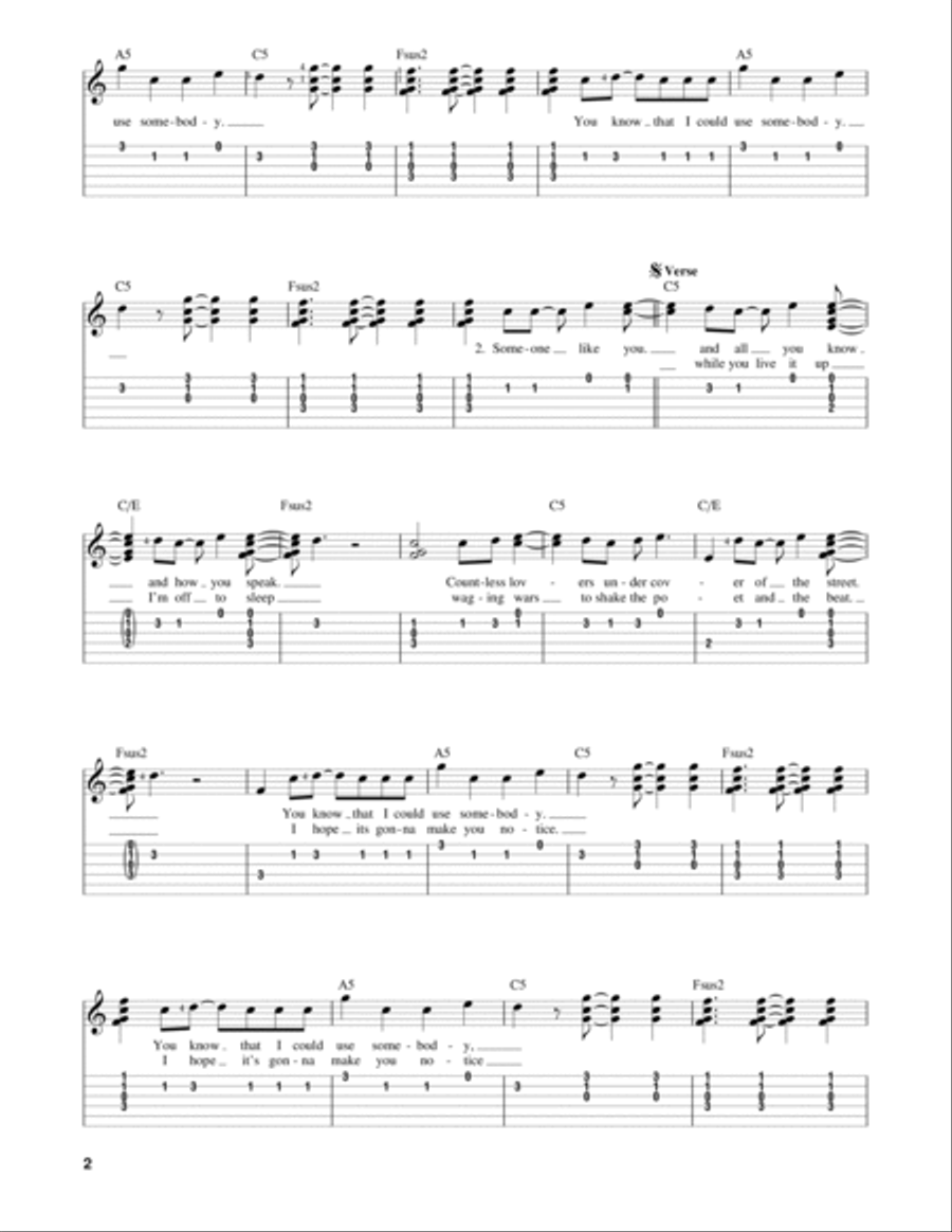 Use Somebody Acoustic Guitar scores gallery preview page 2