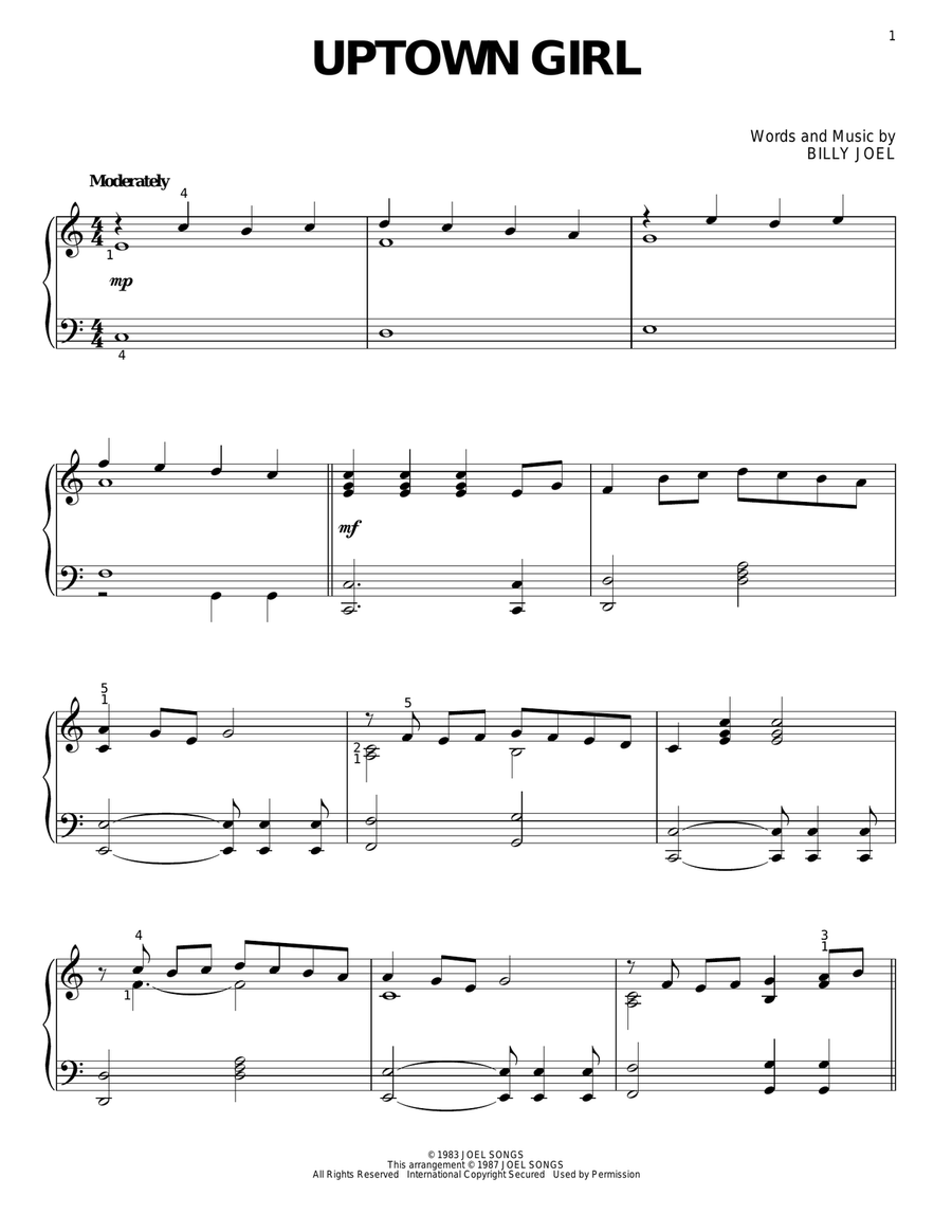 Uptown Girl Uptown Girl Piano Solo scores gallery preview page 1