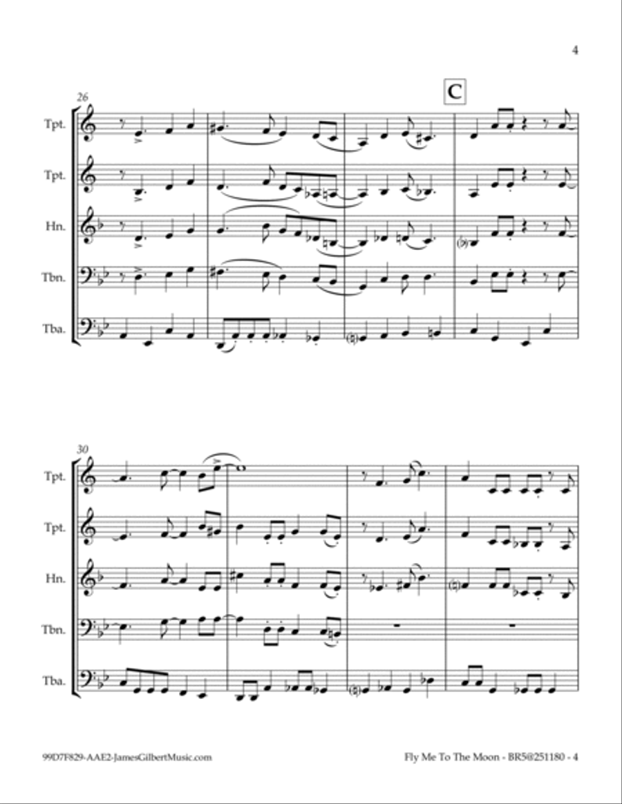 Fly Me To The Moon (in Other Words) Brass Ensemble scores gallery preview page 5