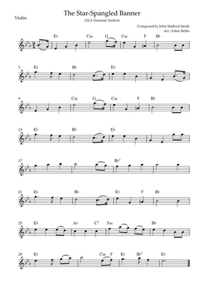 The Star Spangled Banner (USA National Anthem) for Violin Solo with Chords (Eb Major)