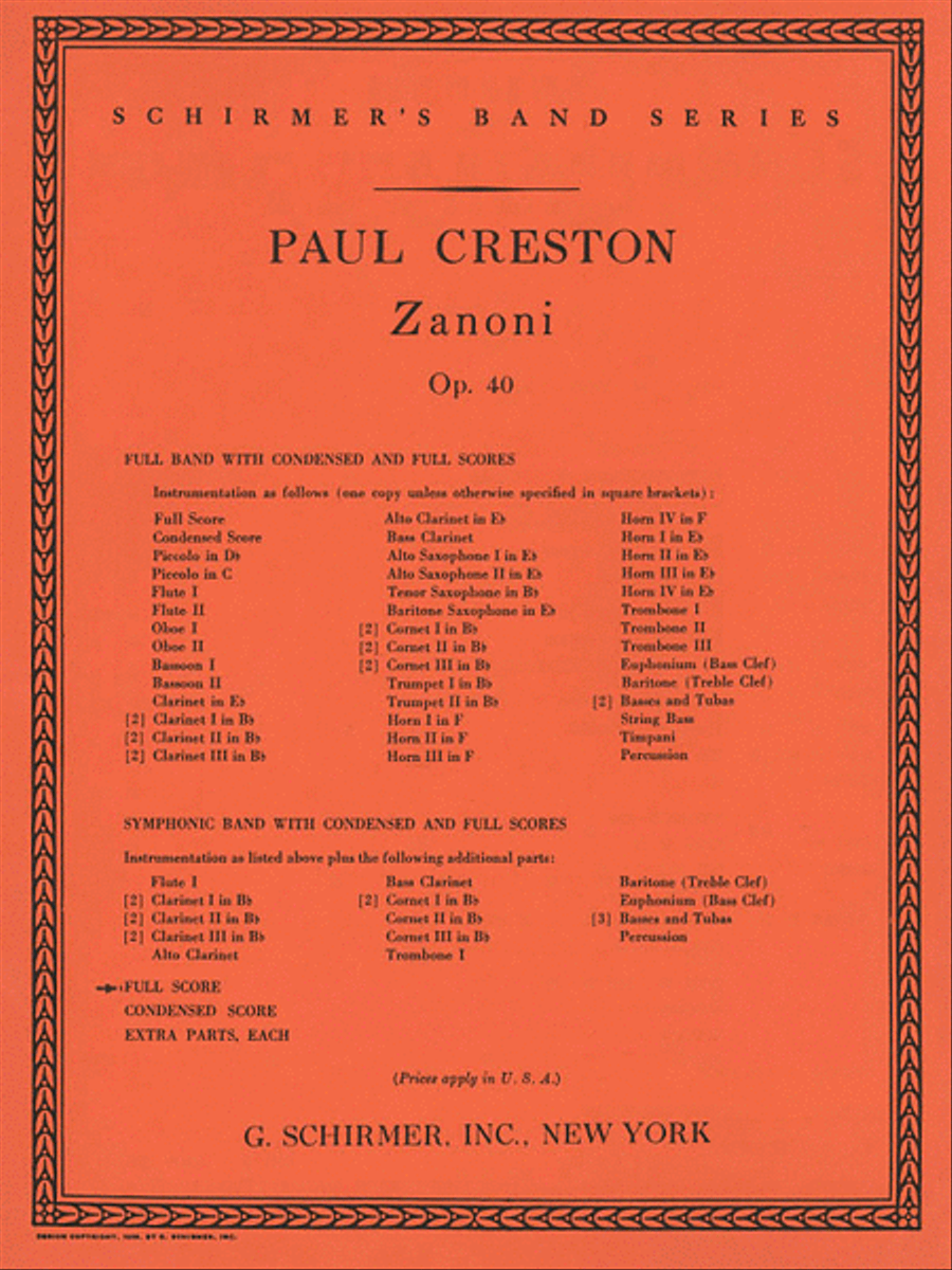 Zanoni Op40 Bd Full Sc Zanoni Op40 Bd Full Sc School and Community scores gallery preview page 1