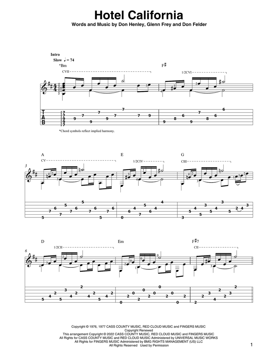 Hotel California (arr. Ben Pila) Acoustic Guitar scores gallery preview page 1