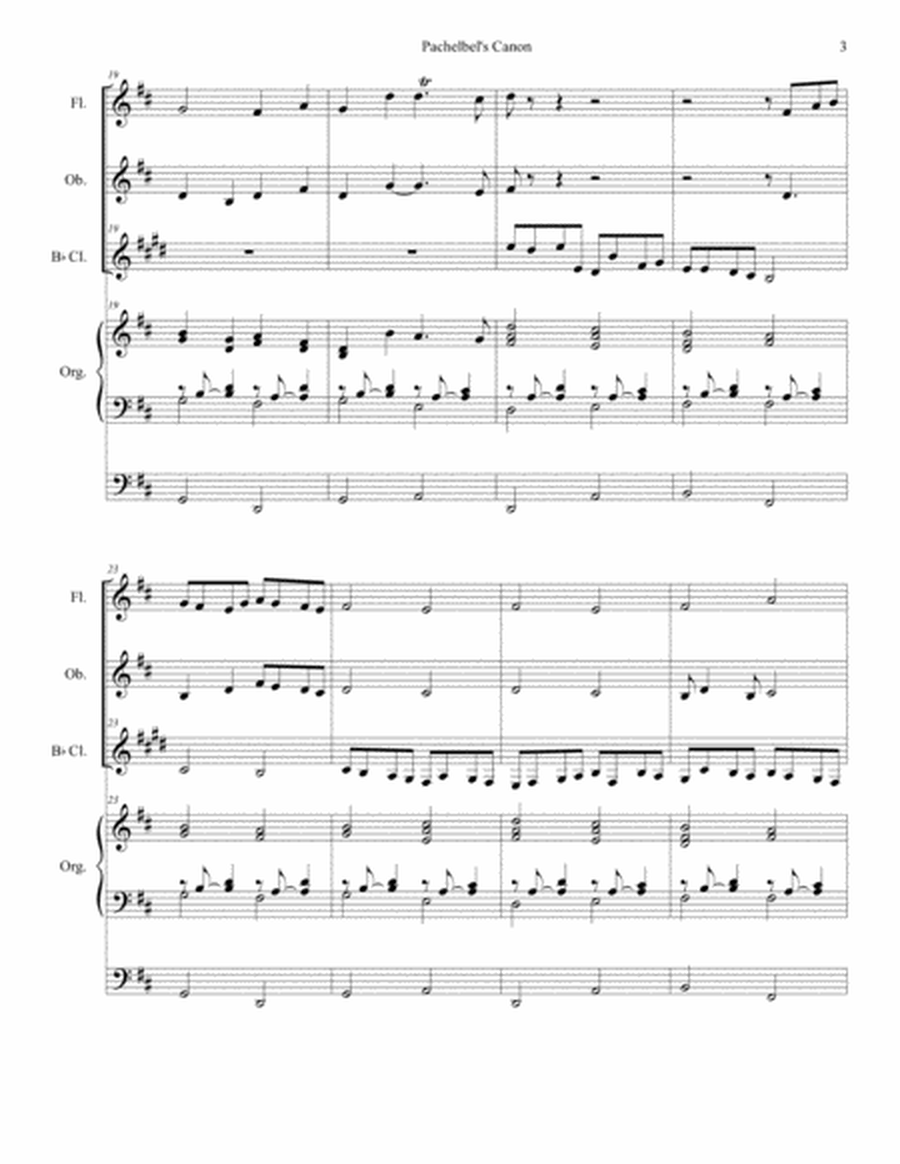 Pachelbel's Canon (Wedding Arrangement: for Woodwind Trio - Organ Accompaniment) image number null