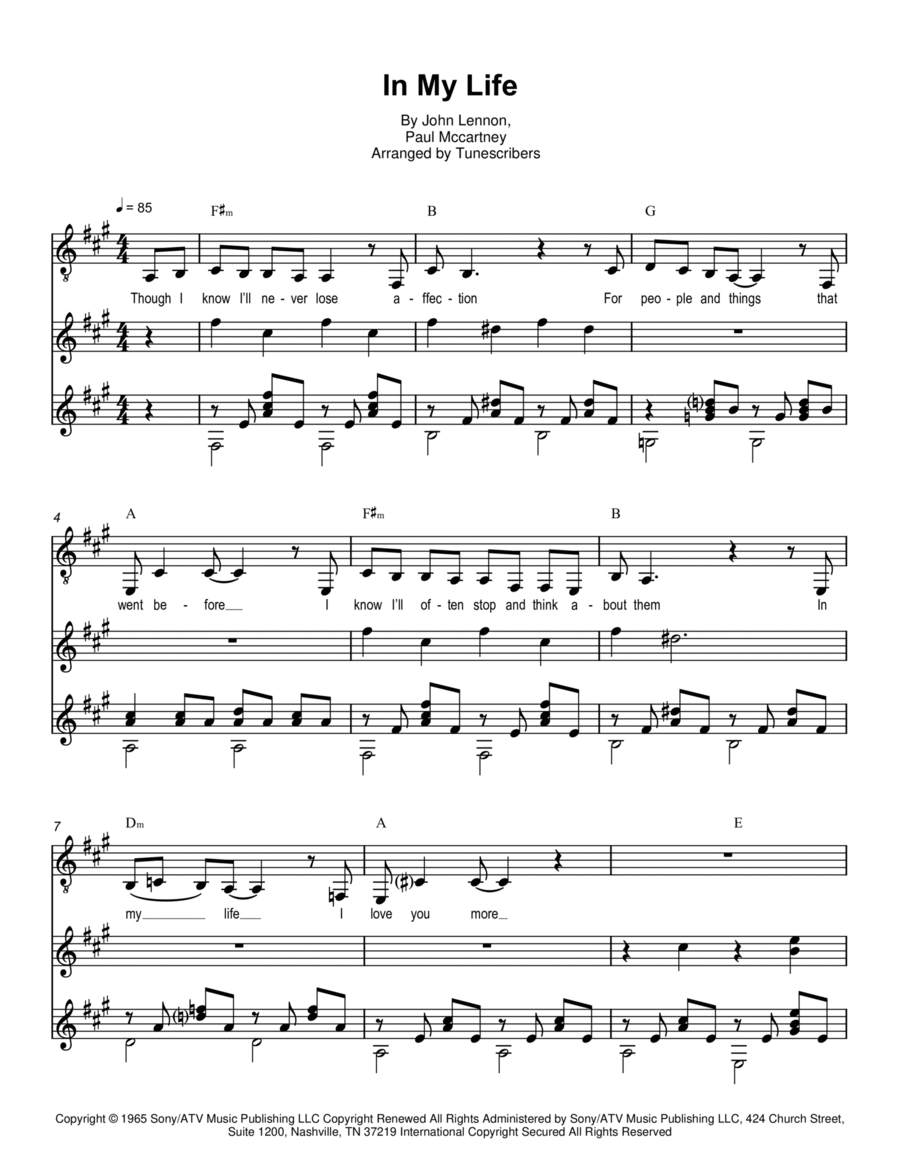 In My Life Electric Guitar scores gallery preview page 1