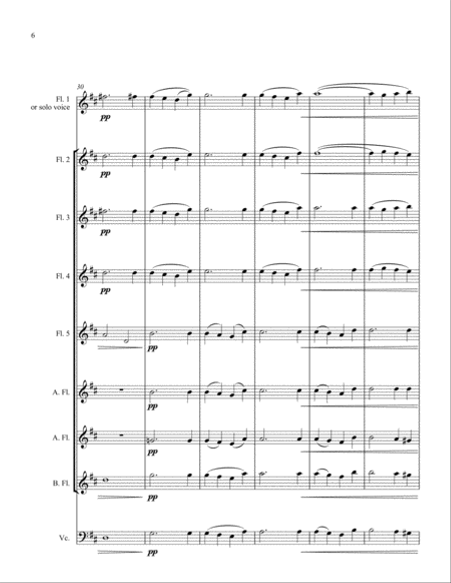 Ave Verum Corpus - Mozart for flute choir or solo voice and flute choir Flute Choir scores gallery preview page 6