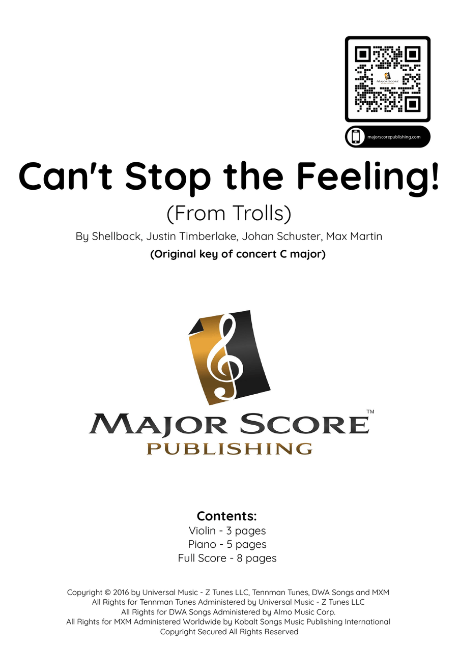 Can't Stop The Feeling! Violin Solo scores gallery preview page 1