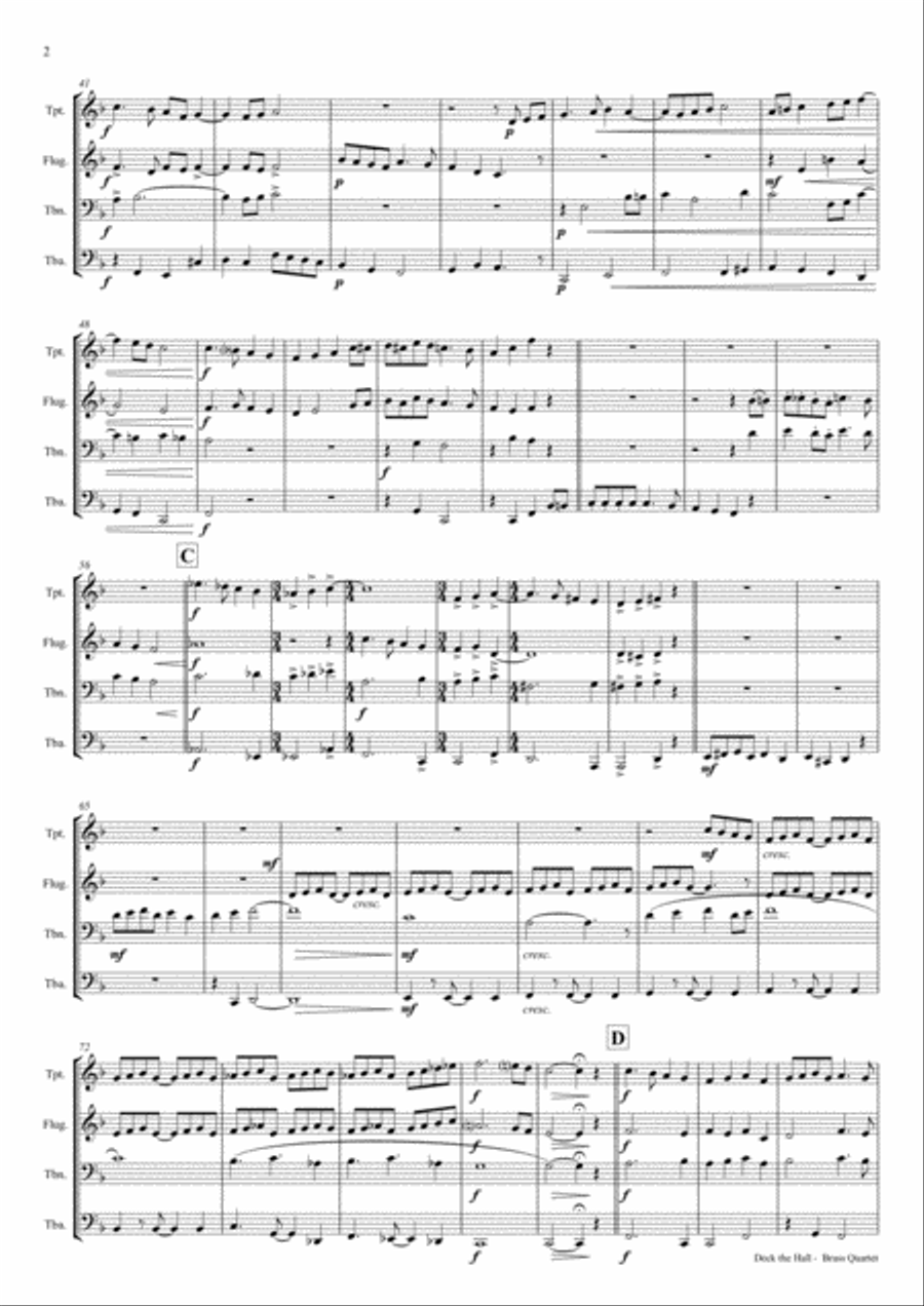 Deck the halls - Christmas Carol - Polyphonic - Brass Quartet Brass Quartet scores gallery preview page 2