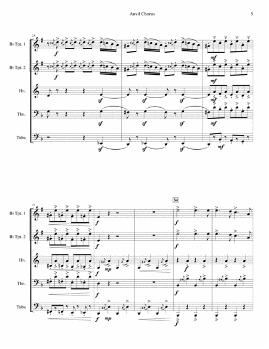 Anvil Chorus Anvil Chorus Brass Ensemble scores gallery preview page 5