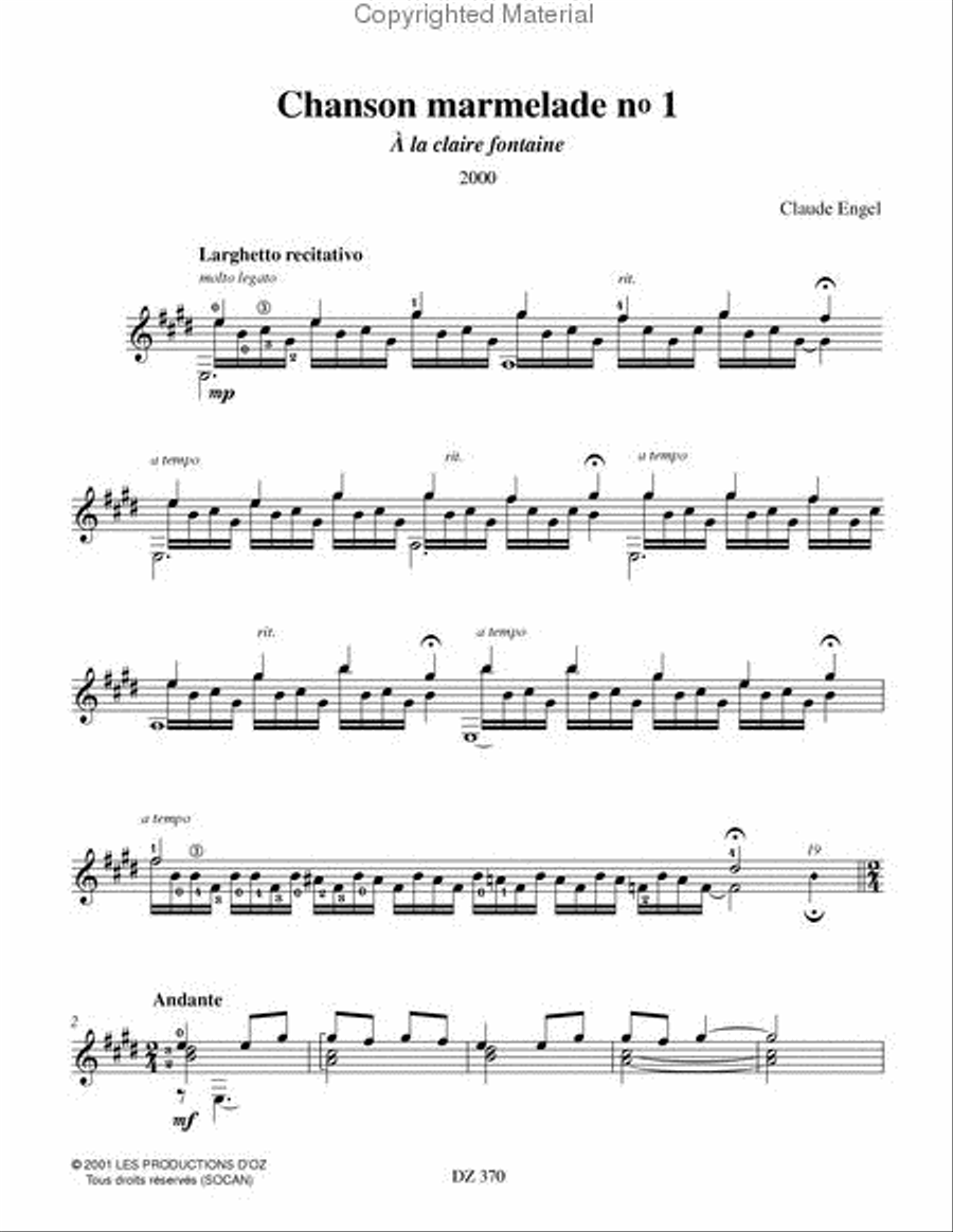 Chanson marmelade no 1 Classical Guitar scores gallery preview page 2