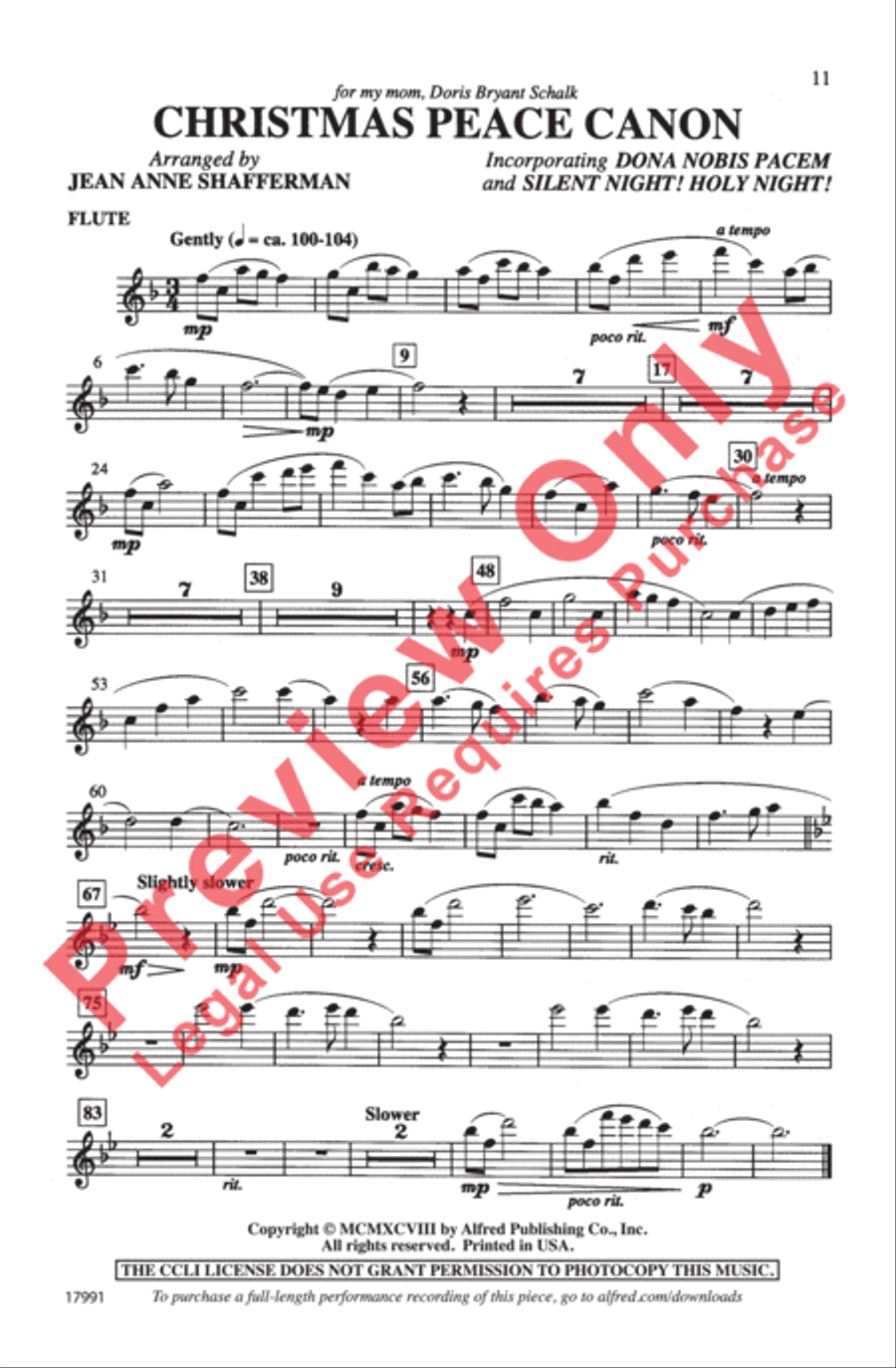Christmas Peace Canon 4-Part scores gallery preview page 11
