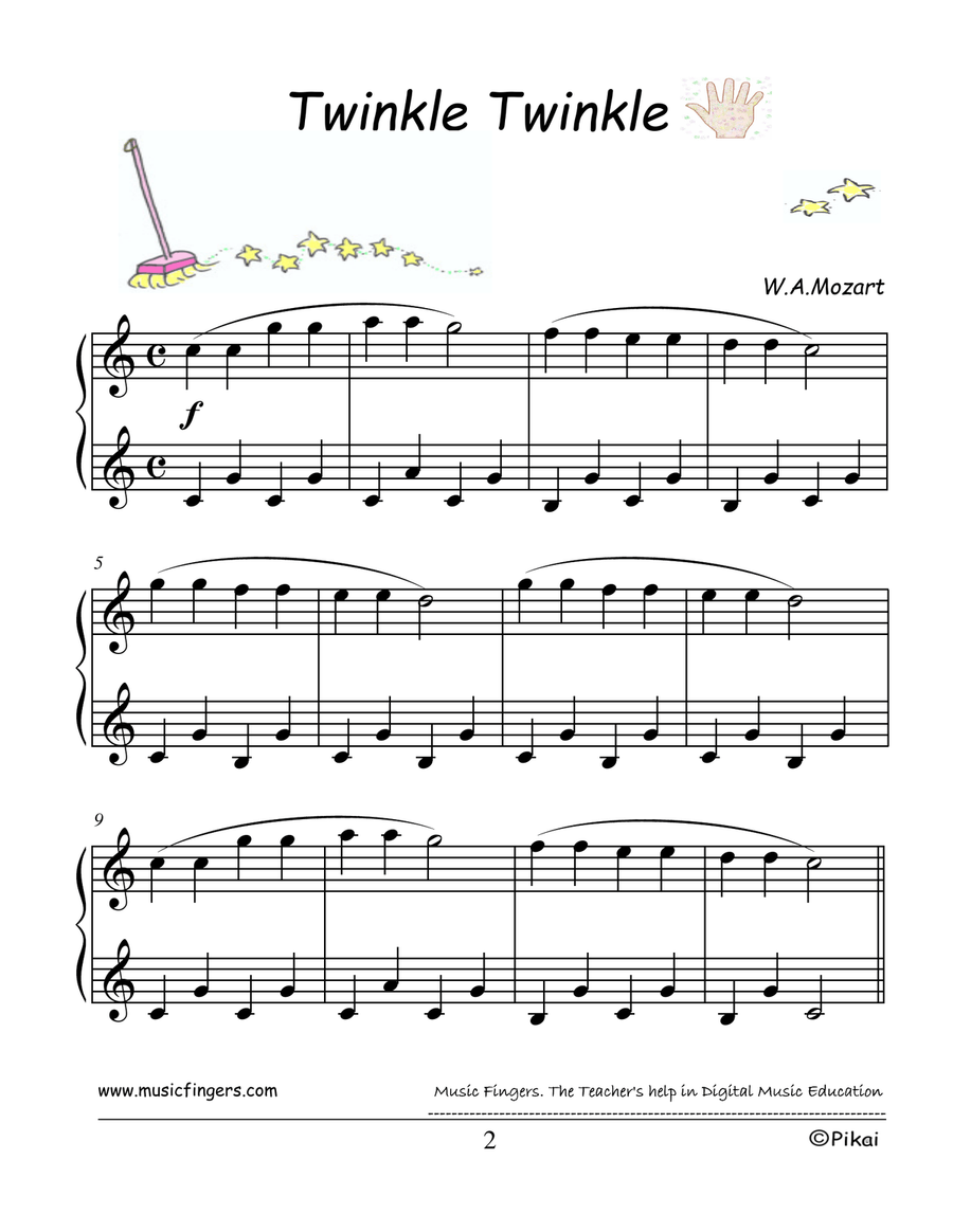 Twinkle Twinkle. W.A.Mozart. Lev. 3. Variations Piano Method scores gallery preview page 2