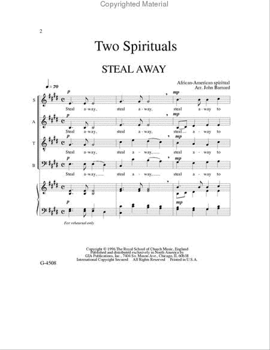 Two Spirituals Two Spirituals 4-Part scores gallery preview page 2