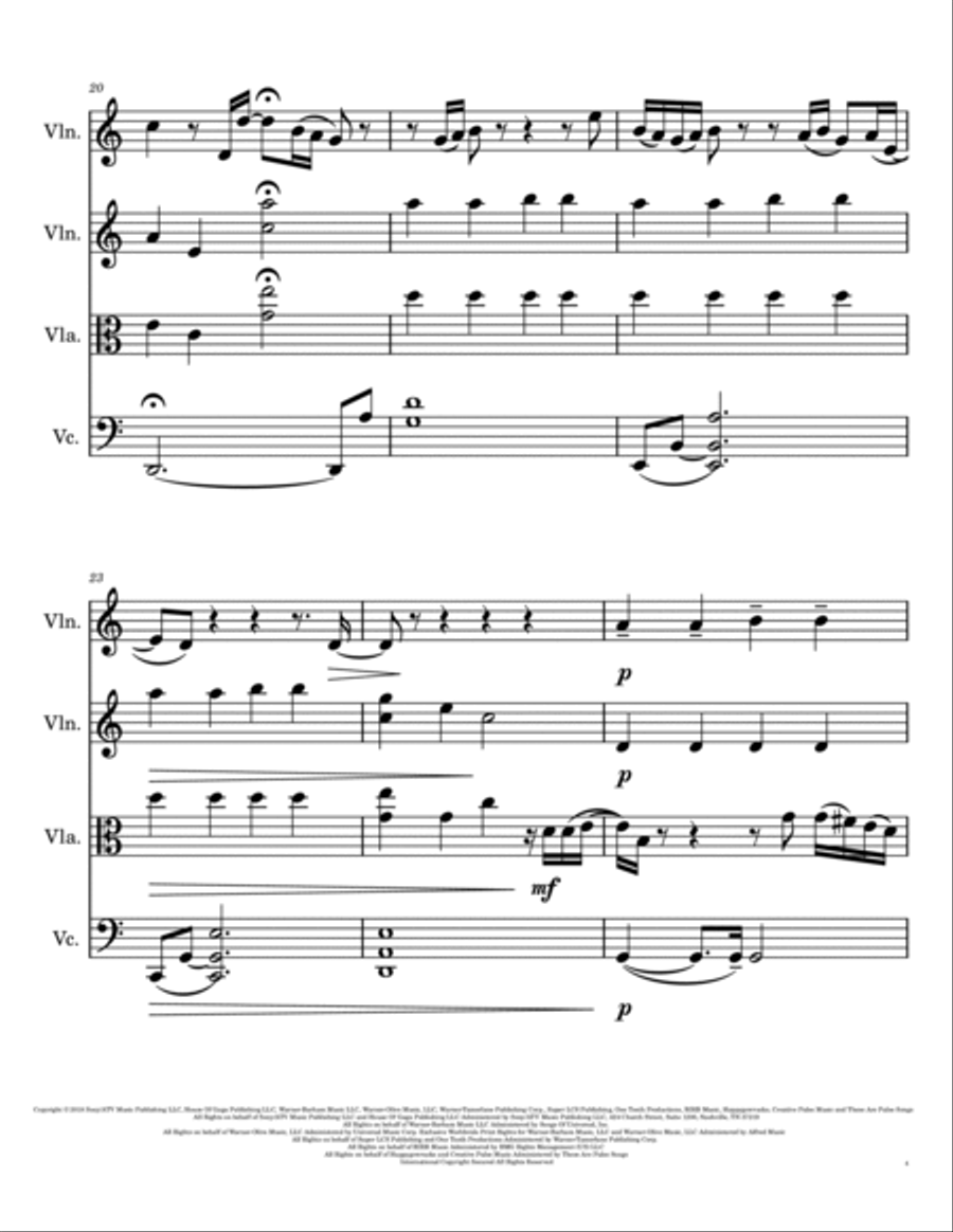 I'll Never Love Again String Quartet scores gallery preview page 4