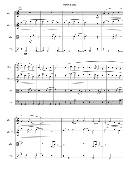 Huron Carol ('Twas in the Moon of Wintertime) (string quartet arrangement) image number null