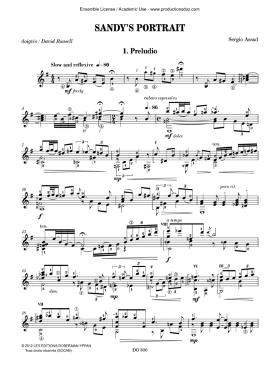 Sandy’s Portrait Sandy’s Portrait Classical Guitar scores gallery preview page 2