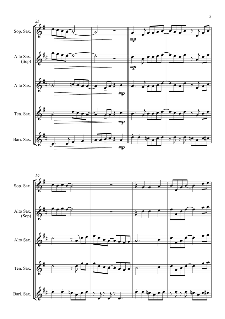 Carol of the Drum - for Saxophone Quartet Saxophone Quartet scores gallery preview page 5