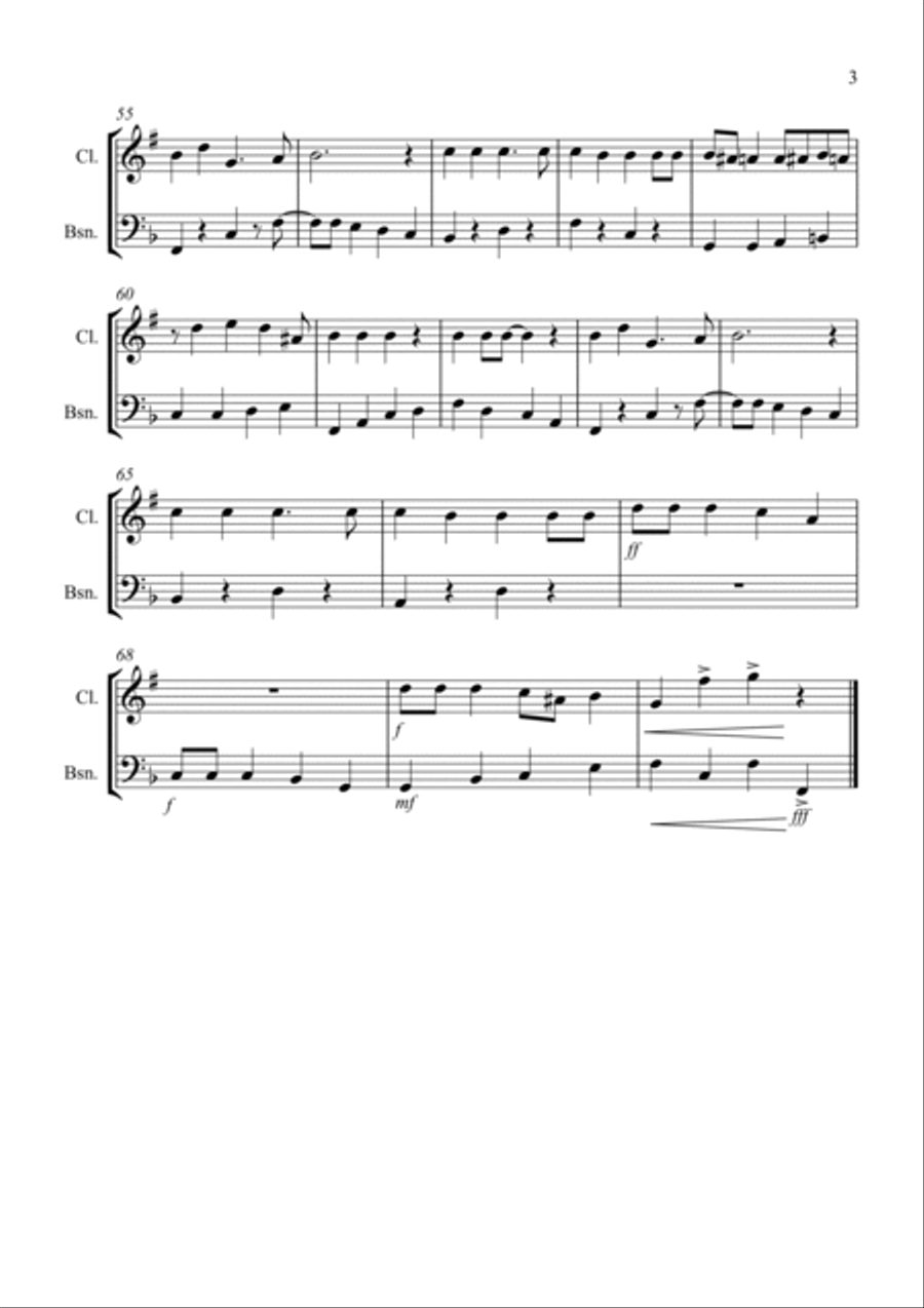 Jingle Bells (Jazzy Style!) for Clarinet and Bassoon Duet Woodwind Duet scores gallery preview page 3
