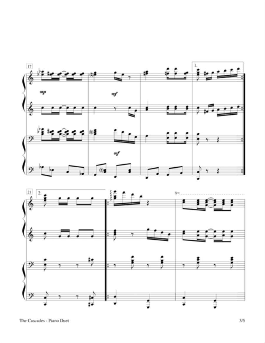 The Cascades (1 Piano, 4 Hands Duet) Piano Method scores gallery preview page 3