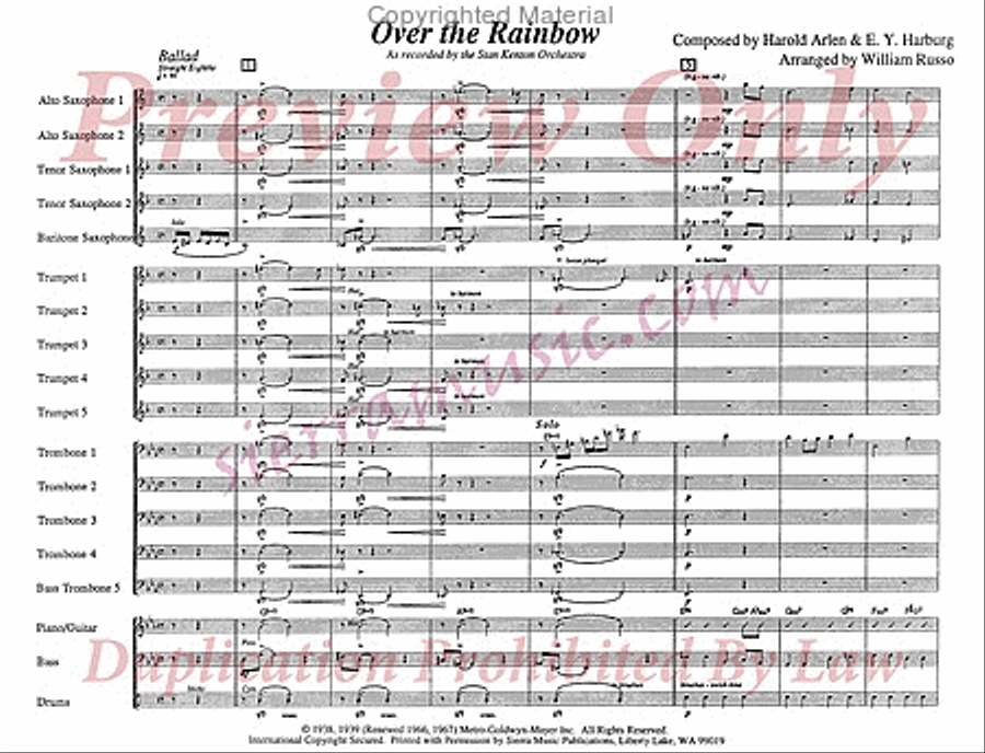 Over The Rainbow Jazz Ensemble scores gallery preview page 2