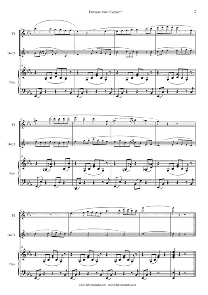 Entr'acte from Bizet's Carmen - for Flute, Clarinet and Piano image number null