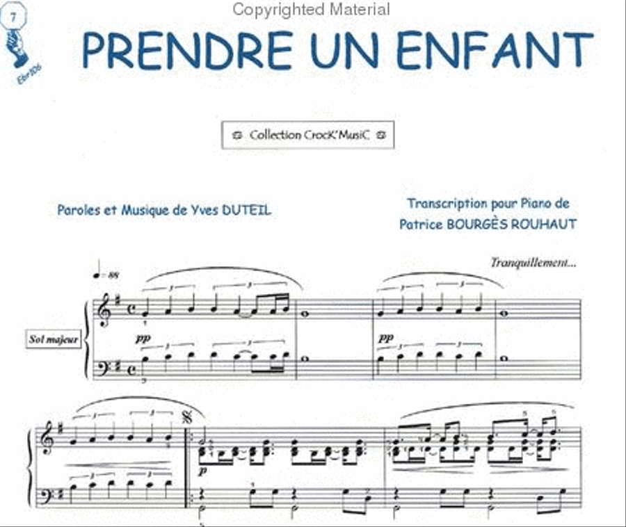 Prendre un enfant par la main (Collection CrocK'MusiC) Piano Solo scores gallery preview page 2