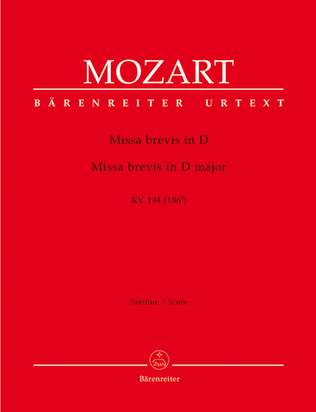 Book cover for Missa brevis D major, KV 194 (186h)