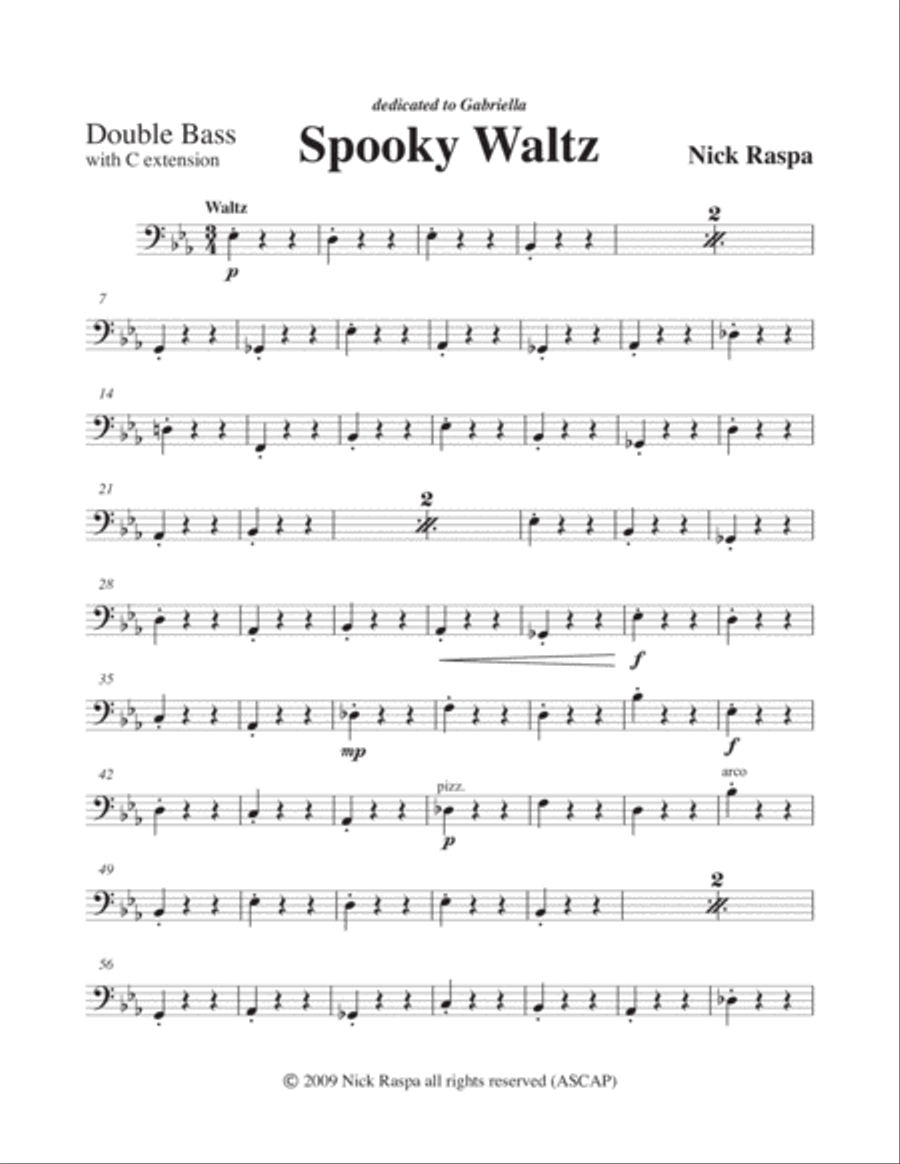 Three Dances for Halloween - Double Bass part Full Orchestra scores gallery preview page 2